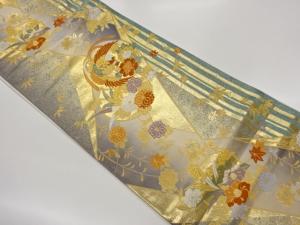 丸に鳳凰・草花・竹模様織り出し袋帯